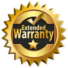 A generic extended warranty bade, sticker, icon, is seen in this 3-D illustration isolated on a...