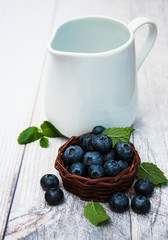 Fresh blueberries on a table