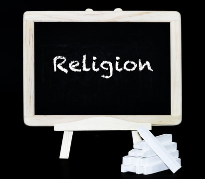 Religion Text auf Tafel