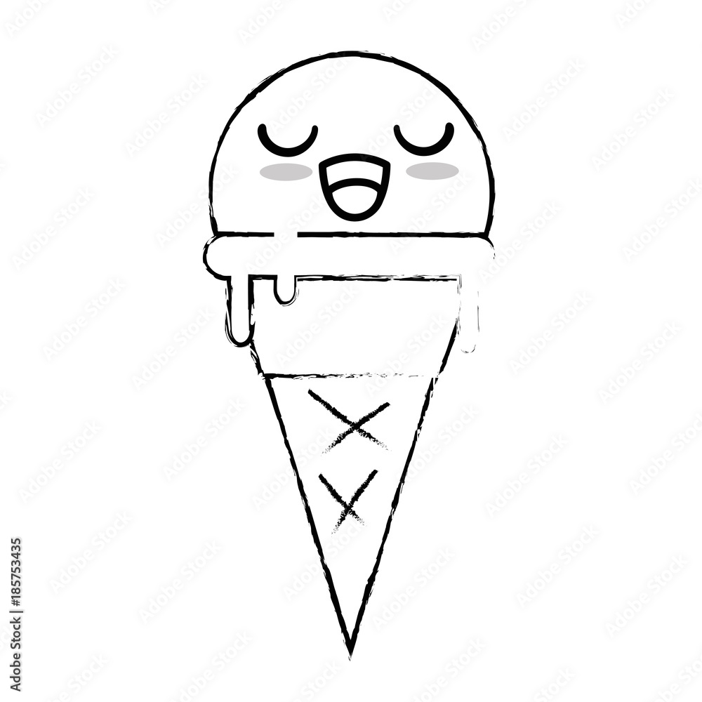 Wall mural delicious ice cream kawaii character vector illustration design