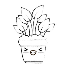 house plant in pot kawaii character vector illustration design