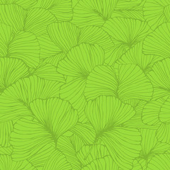 seamless pattern with ginkgo biloba leaves, textured hand drawn outline leaf veins