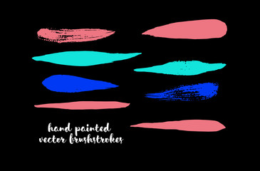 Graffiti Lines. Hand Painted Blue Buttons, Turquoise Highlights. Vector Brushstrokes or Banners. Textured Doodles or Smears. Background Colorful Swatch Collection Vintage Logo Element. Scribble Paint