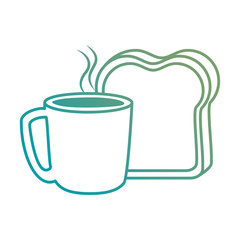 delicious coffee cup with slice bread vector illustration design