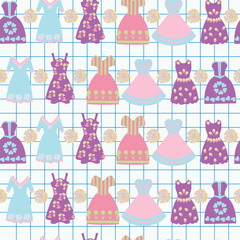 background  with various female clothing fashion dresses.