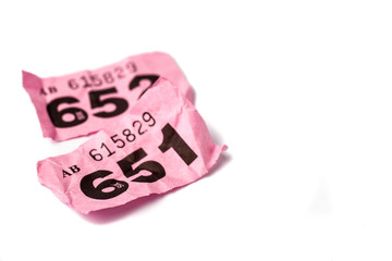Screwed Up Pink raffle ticket. Losing number
