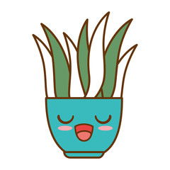 house plant in pot kawaii character vector illustration design