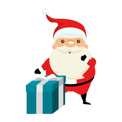 cute santa claus with gift kawaii character vector illustration design
