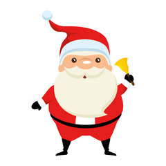 cute santa claus with bell kawaii character vector illustration design