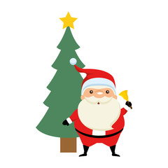 cute santa claus with tree kawaii character vector illustration design