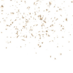 Golden confetti out of focus isolated on white background. EPS 10 vector