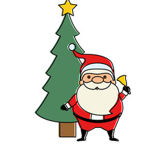 cute santa claus with tree kawaii character vector illustration design