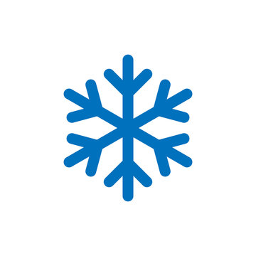 Snowflake sign. Blue Snowflake icon isolated on white background. Snow flake silhouette. Symbol of snow, holiday, cold weather, frost. Winter design element. Vector illustration