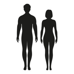 silhouette of a man and a woman on a white background
