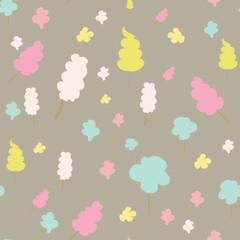 Seamless pattern with cotton candies. Vector illustration.