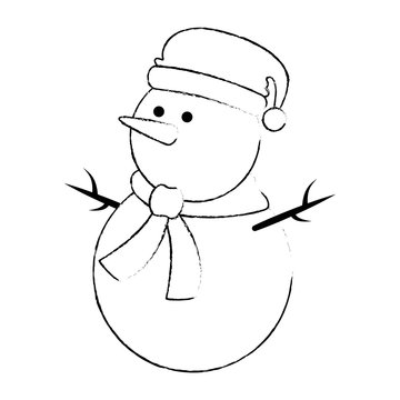christmas snowman kawaii character vector illustration design