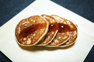 Homemade pancakes with jam.