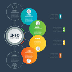 Business presentation concept with 4 options. Web Template of a info chart or diagram. Vector infographic of technology or education process. Part of the report with icons set.