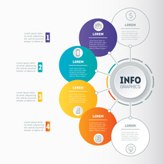 Business presentation or infographic with 4 options. Vector dynamic infographics or mind map of technology or education process. Web Template of a chart, mindmap or diagram.