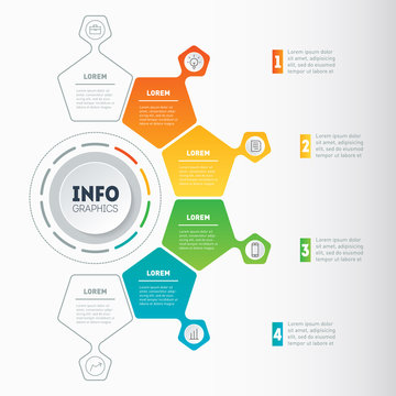 Vector infographics of technology or education process. Business presentation or info graphic with 4 options. Web Template of a chart, mindmap or diagram. Part of the report.