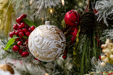 Christmas ornaments hanging on tree