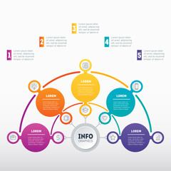 Business presentation concept with 5 options. Vector infographic of technology or education process with 5 steps. Web Template of a sales pipeline, purchase funnel, info chart or diagram.