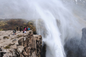 Reverse waterfall in Chile