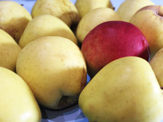 red apple and yellow apples