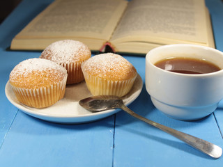 muffins with a mug of tea