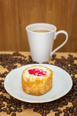 Coffee and cake on a plate