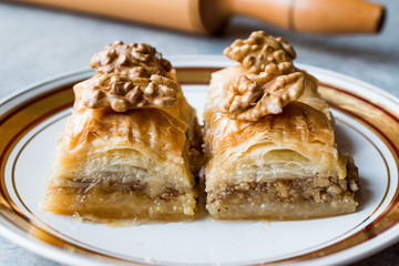 Turkish Traditional Dessert Baklava with Walnuts.