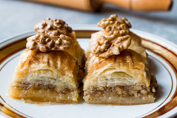 Turkish Traditional Dessert Baklava with Walnuts.
