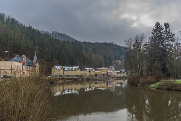 Kyselka spa town with Ohre river