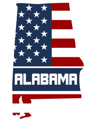 USA flag in Alabama State map