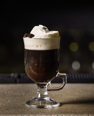 Irish coffee in the cafe