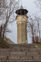 Fototapeta premium Medieval building of Clock tower in city of Plovdiv, Bulgaria
