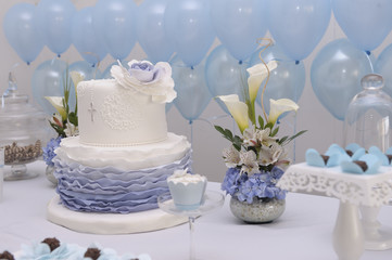 decorated table for a christening