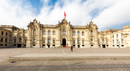 Government Palace building exterior, Main Square, Lima, Peru city.