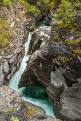Maligne Falls in Maligne Canyon in the Jasper National Park