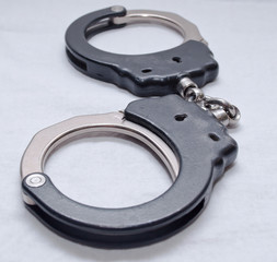 A pair of handcuffs on a white background