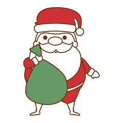 cute santa claus with bag kawaii character vector illustration design