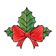 christmas leafs decorative icon vector illustration design