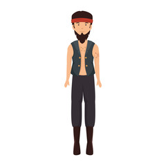rough motorcyclist with bandana avatar character vector illustration design