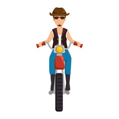 rough motorcyclist with hat avatar character vector illustration design