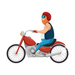 Fototapeta na wymiar rough motorcyclist avatar character vector illustration design