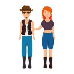 rough motorcyclist couple avatar character vector illustration design