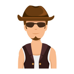 rough motorcyclist with hat avatar character vector illustration design