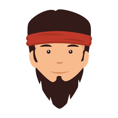 rough motorcyclist with bandana avatar character vector illustration design
