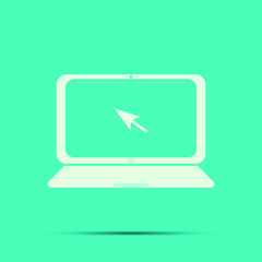 Laptop Icon in trendy flat style isolated on blue background.Vector illustration, EPS10.