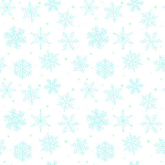 Seamless pattern of hand-drawn  snowflake 